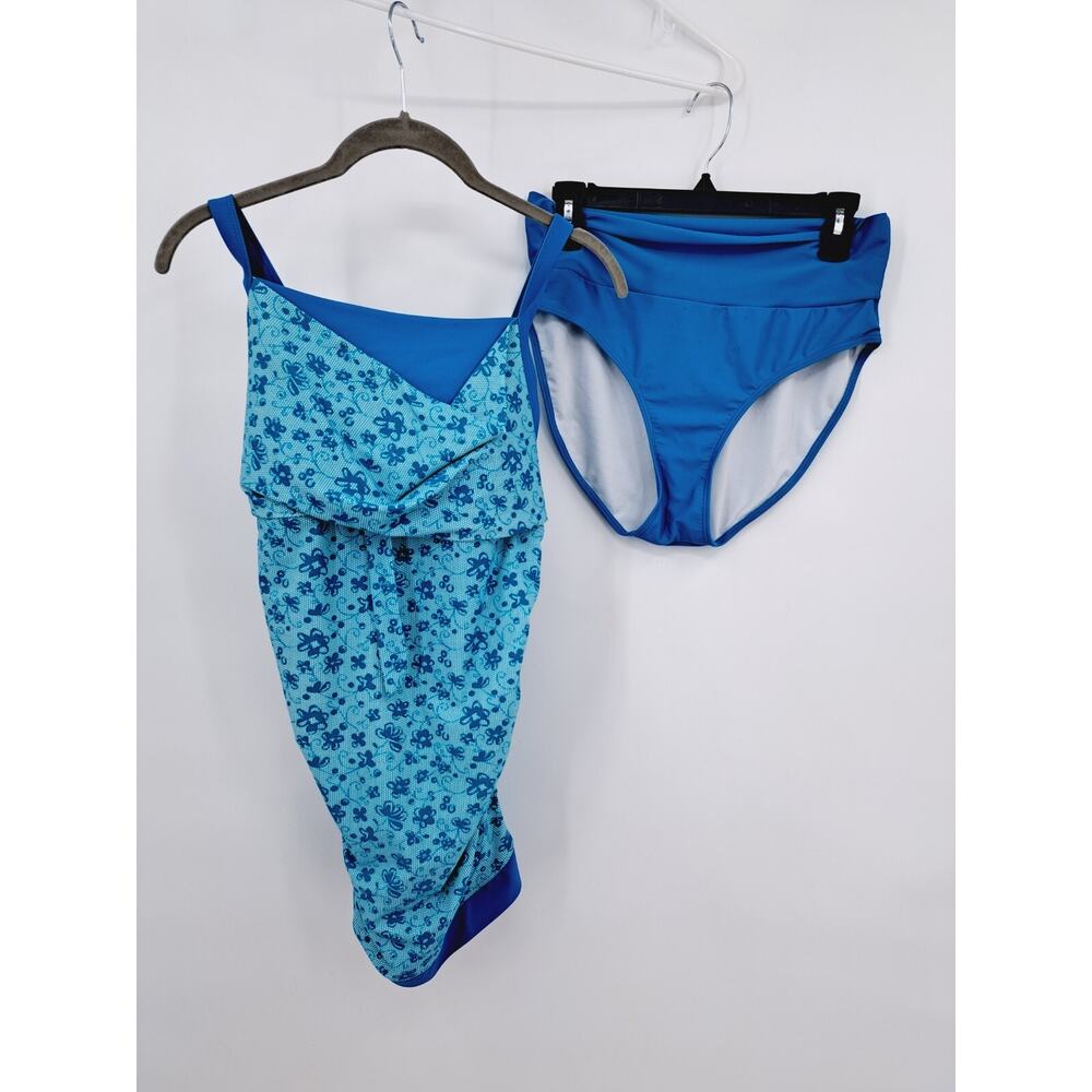 Deviine Modestee 2 Piece Modest Tankini Swimsuit In Size XL Floral Teal
